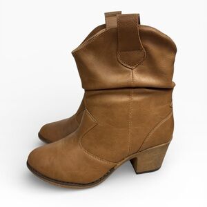 Charles Albert Brown Western Cowboy Ankle Boots Vegan Leather Womens Size US 8